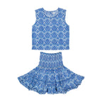 Maribel Women's Tank and Skirt Set Blue Paisley