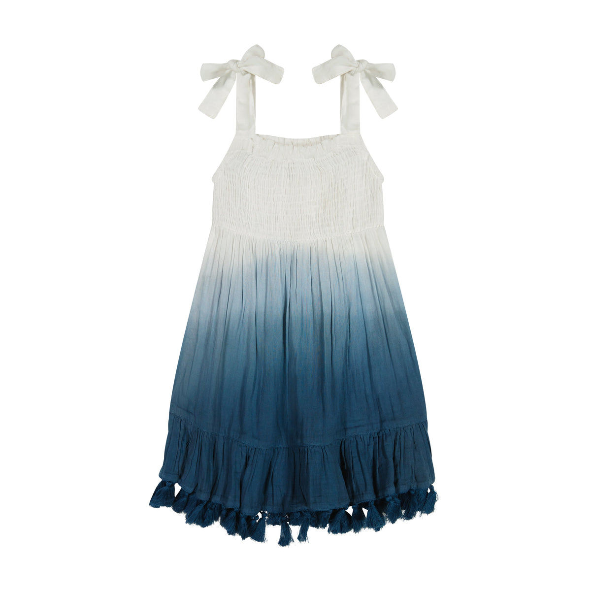Maya Girls' Shoulder Tie Sundress Blue Ombre