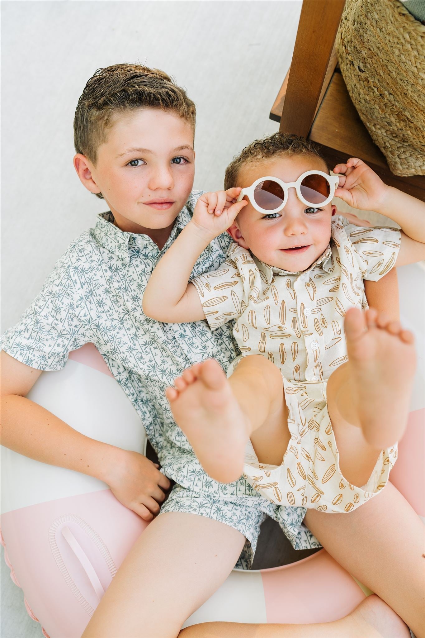 Boys Surfboard Linen Button Up Shirt