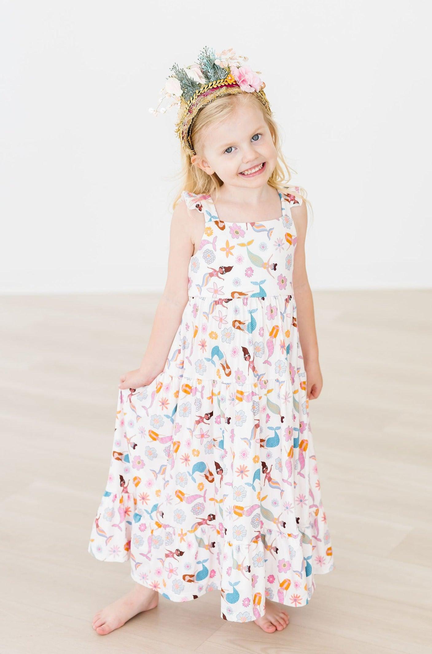 Girls Mermaid Magic Ruffle Maxi Dress