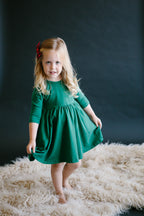 Spruce 3/4 Sleeve Pocket Twirl Dress