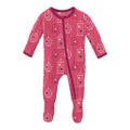 Print Footie with Zipper in Winter Rose Birdcage