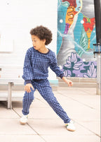 Recycled Cotton Blue Grid Jogger