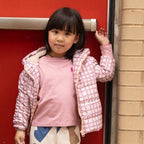 Recycled Nylon Pink Grid Puffer