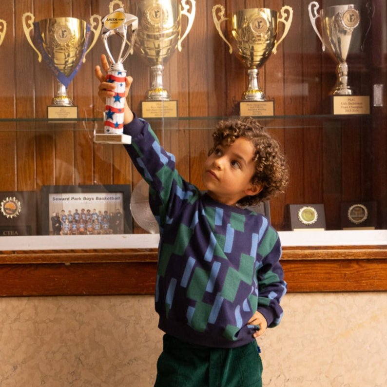 Recycled Cotton Blue Block Sweatshirt