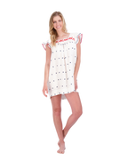 Mini Sandrine Women's Dress Red White Navy Embroidery
