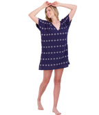 Capucine Women's Mini Caftan Dress Navy Embroidery