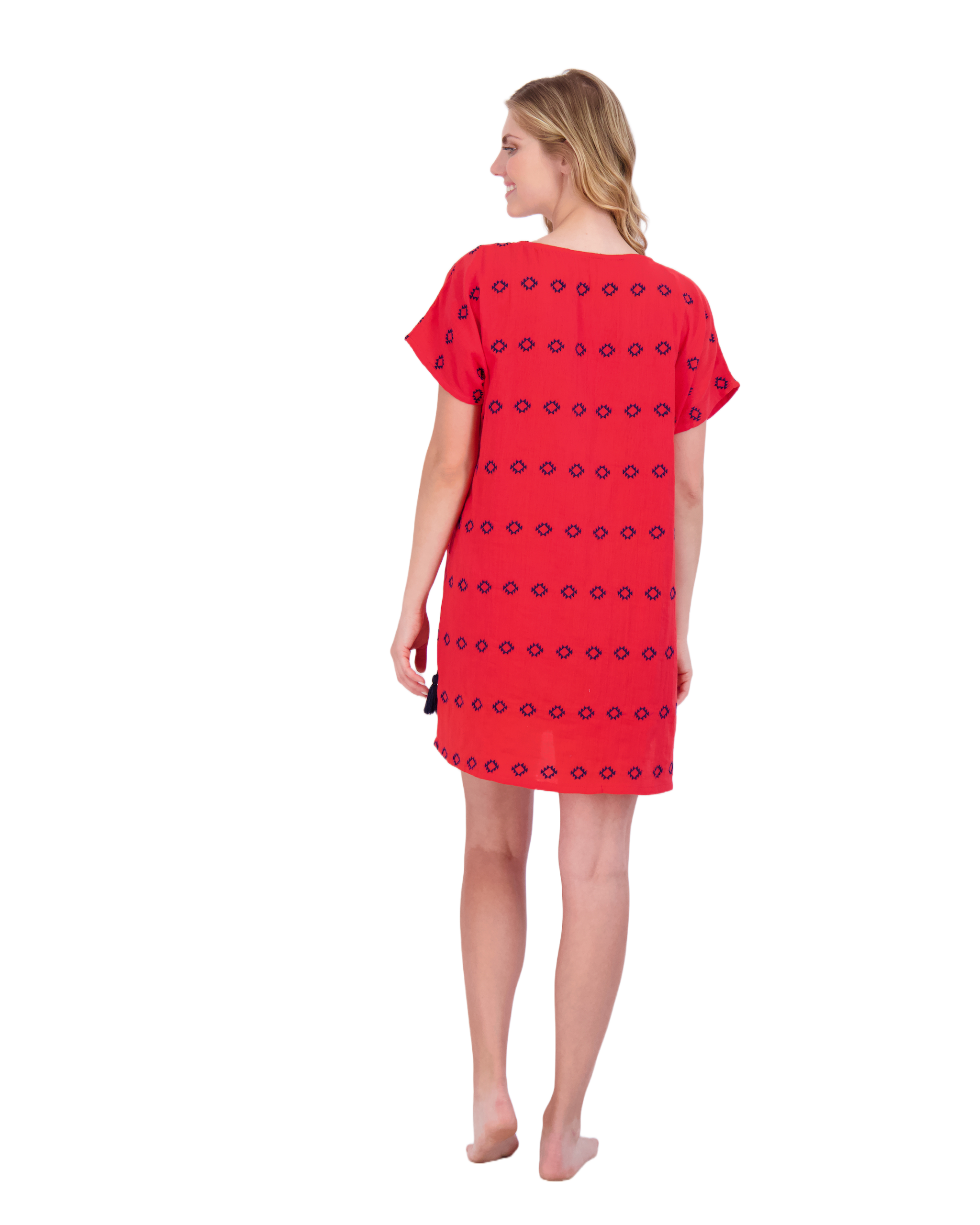 Capucine Women's Mini Caftan Dress Red Embroidery
