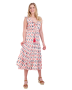 Giselle Women's Maxi Dress Cream Red Navy Ikat