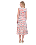 Giselle Women's Maxi Dress Cream Red Navy Ikat