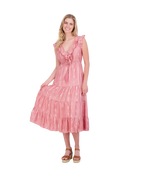 Luxe Giselle Women's Maxi Dress Rose Silk Dupioni