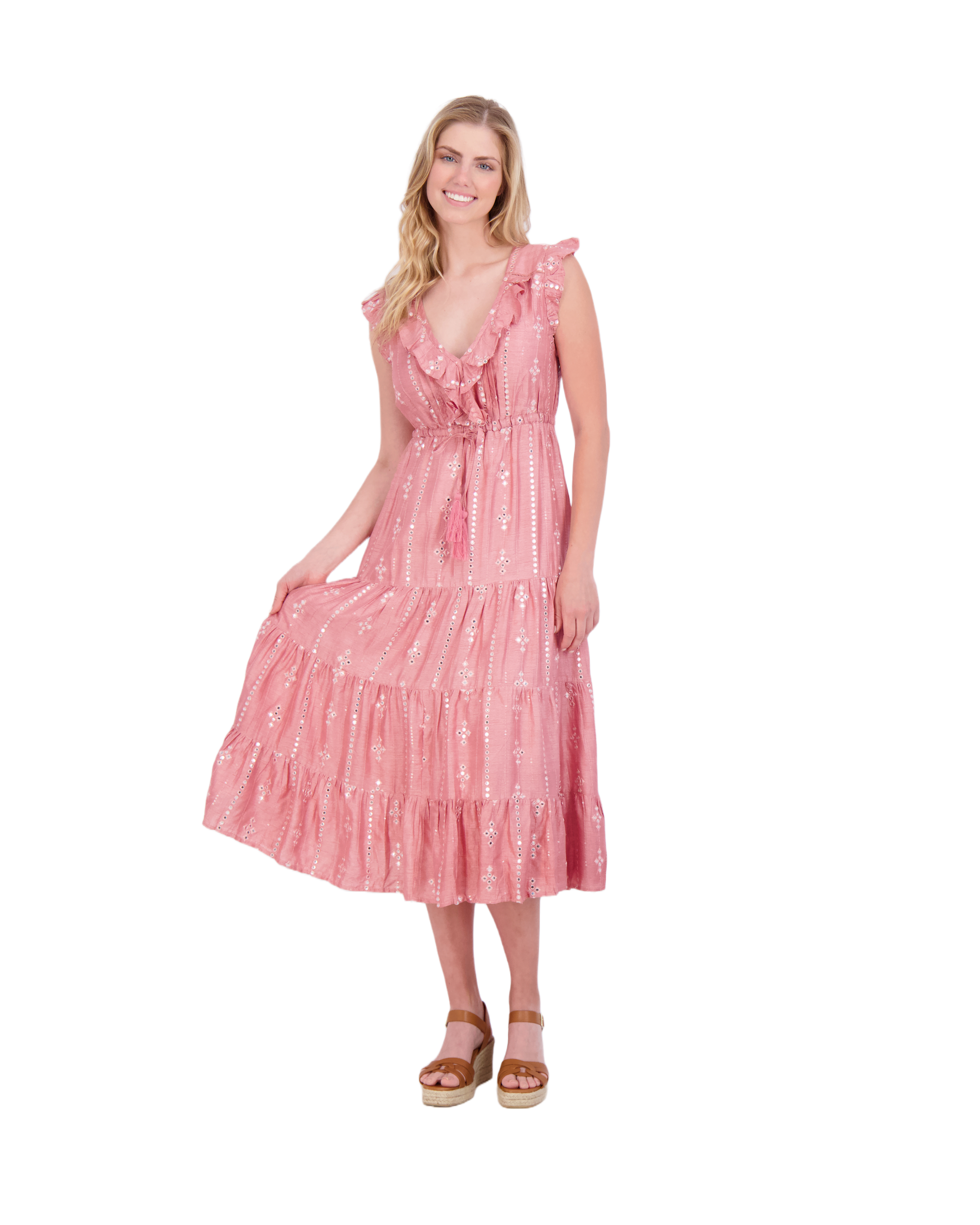 Luxe Giselle Women's Maxi Dress Rose Silk Dupioni