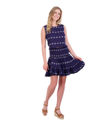 Maribel  Women's Tank and Skirt Set Navy Embroidery
