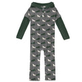 Print Long Sleeve Hoodie Romper in Pewter Christmas Tree Drag