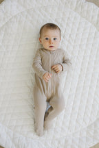 Oatmeal Organic Cotton Zipper Pajamas