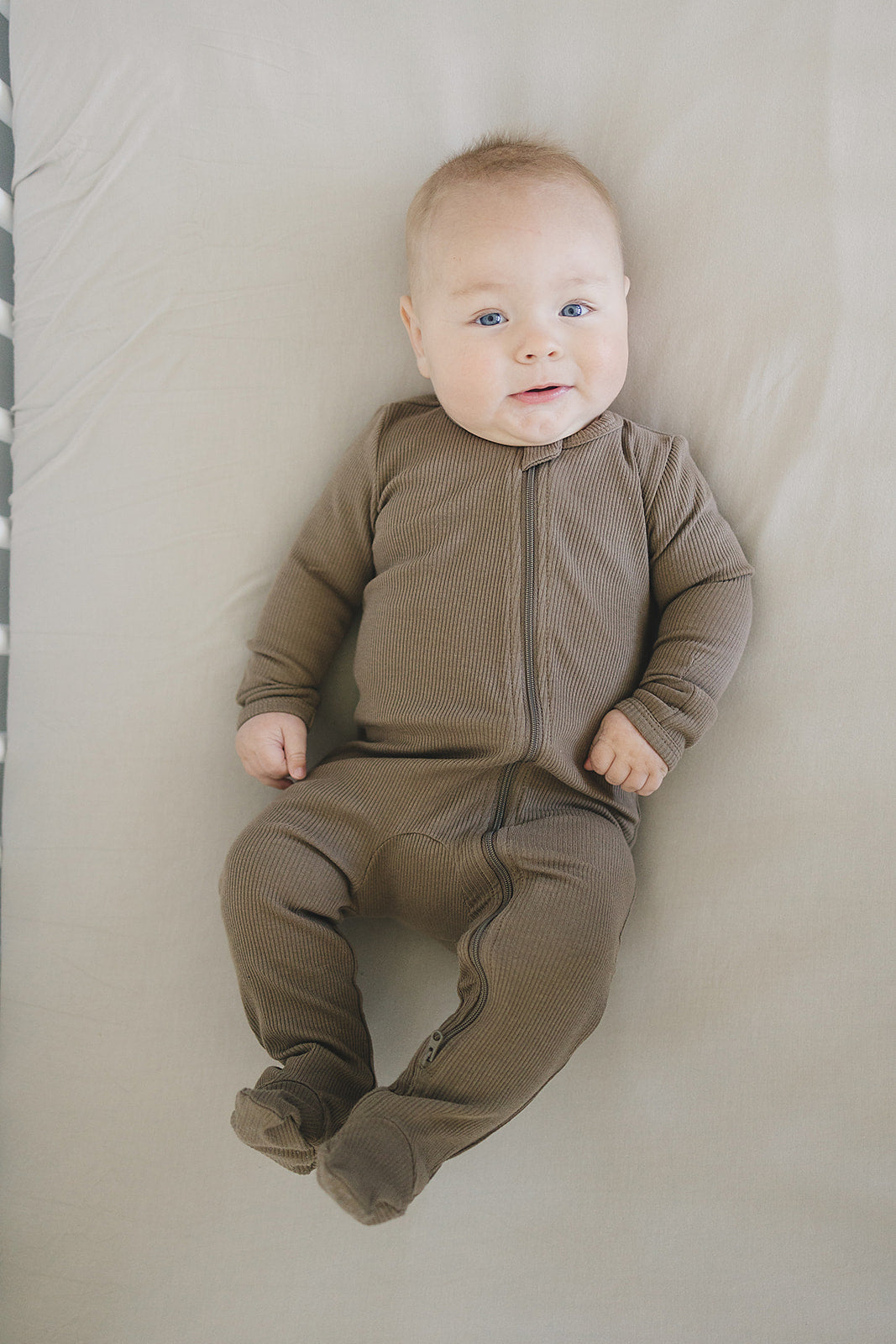 Cocoa Organic Cotton Ribbed Zipper Pajama