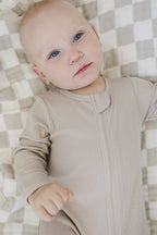 Oatmeal Organic Cotton Zipper Pajamas