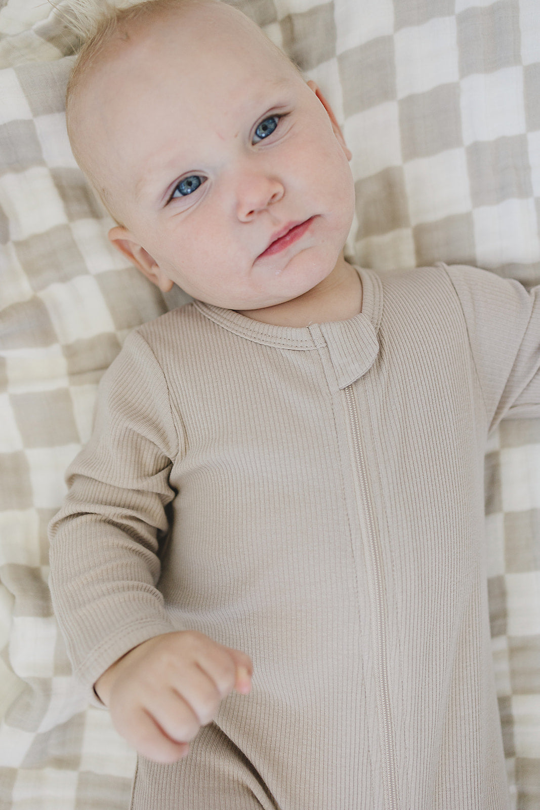 Oatmeal Organic Cotton Zipper Pajamas