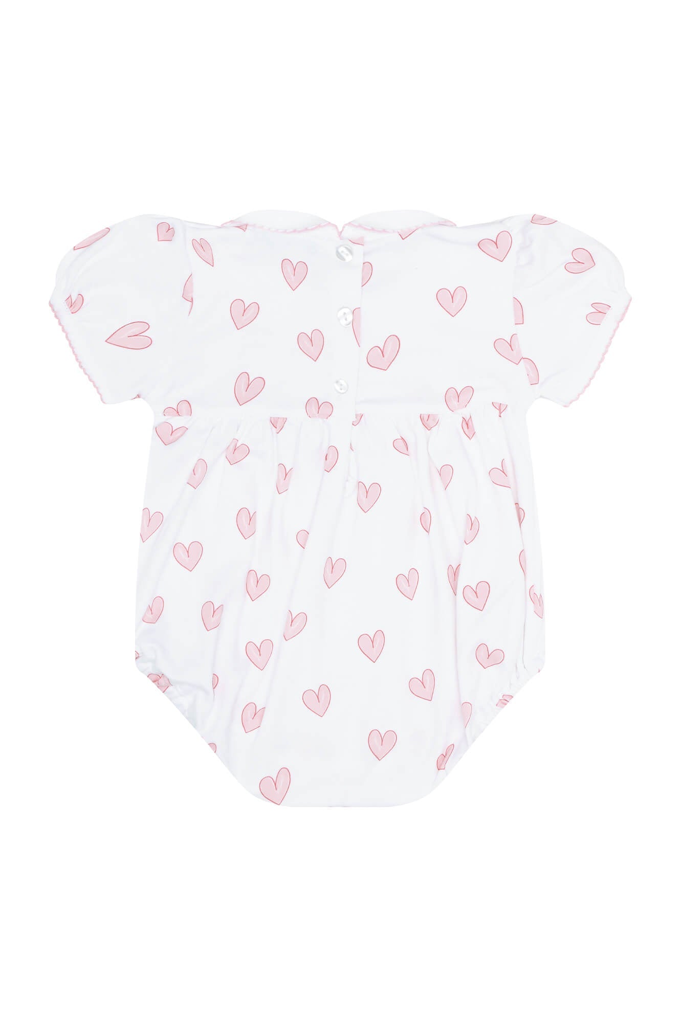 Pink Heart Print Smocked Bubble