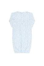Blue Cheetah Print Smocked Baby Gown