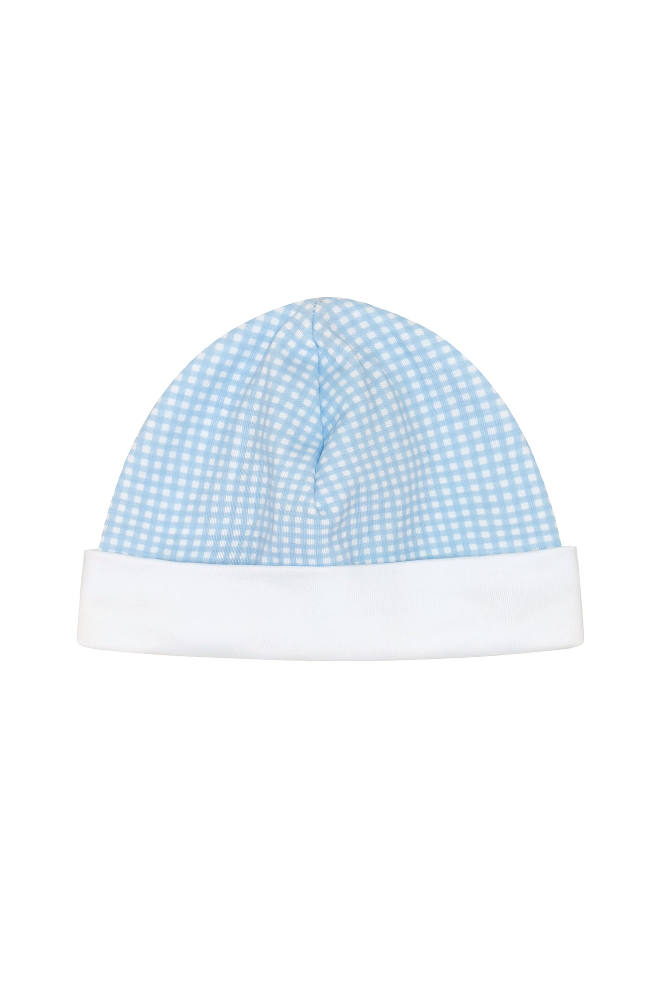 Blue Gingham Pima Cotton Baby Hat