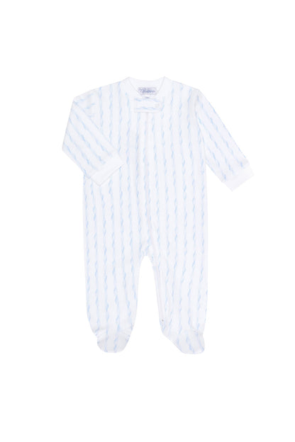Boys Blue Twirls Pima Cotton Zipper Footie