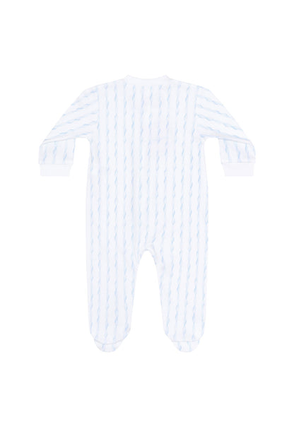 Boys Blue Twirls Pima Cotton Zipper Footie