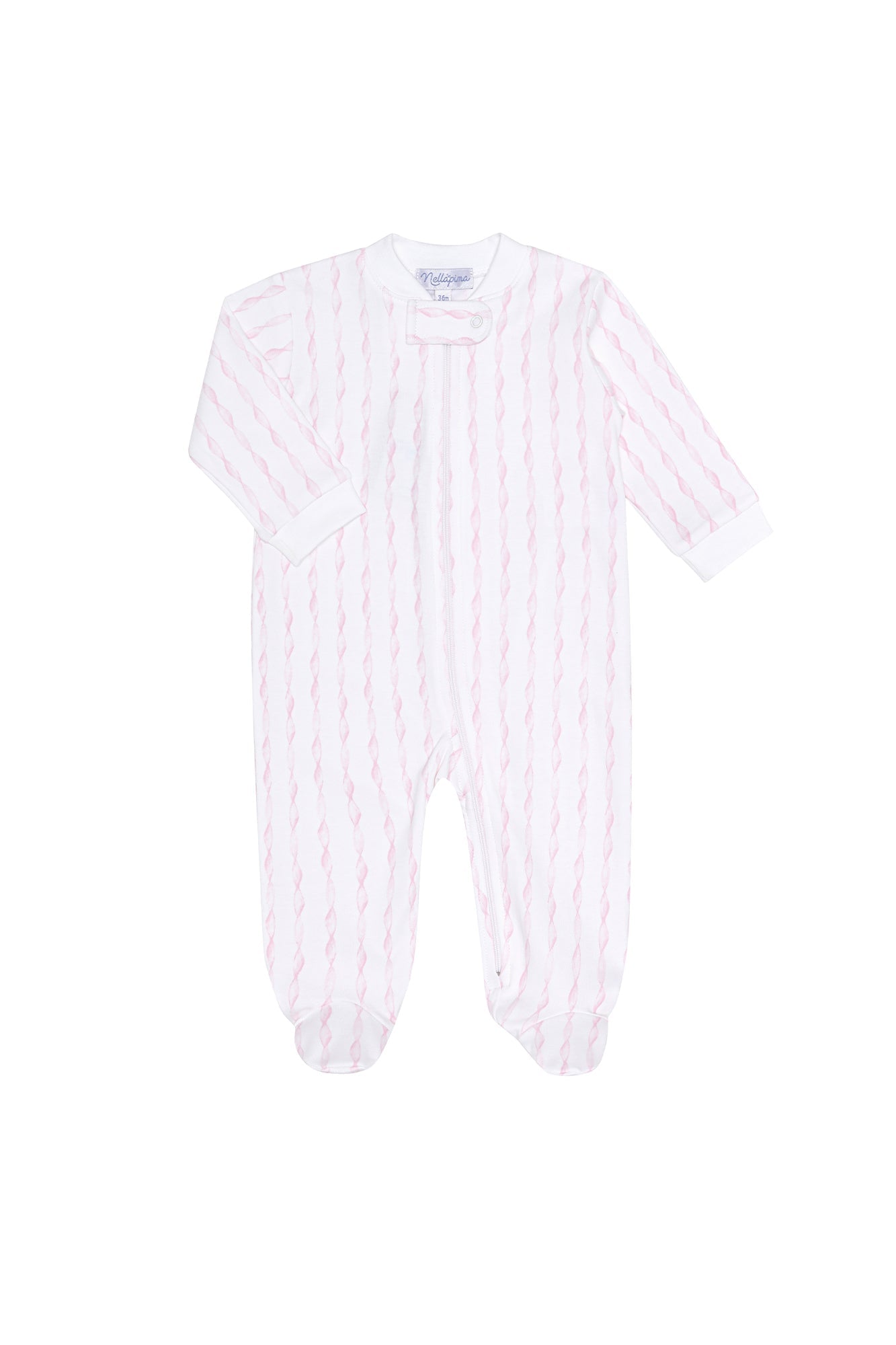 Girl Pink Twirls Pima Cotton Zipper Footie