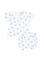 Girl Blue Heart Print Baby Diaper Cover Set