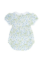Baby Girl Blue Vines Print Pima Cotton Smocked Bubble