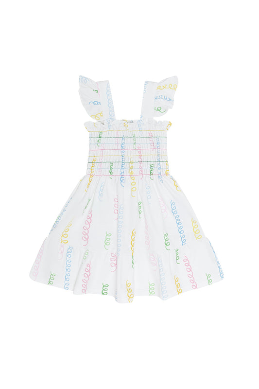 Spirals Print Gathered Dress