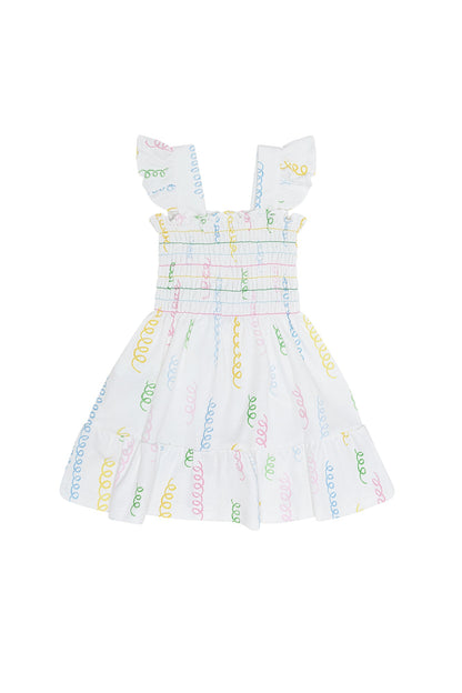 Spirals Print Gathered Dress