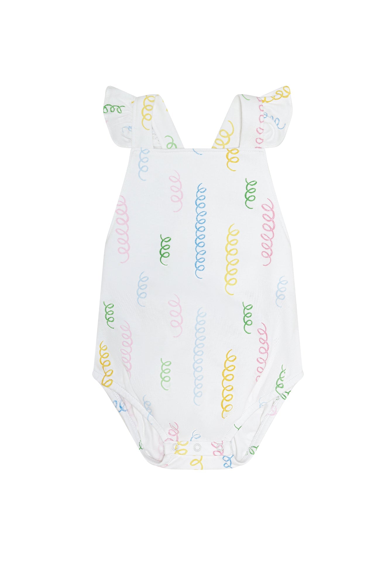 Baby Girl Spirals Print Pima Cotton Ruffle Bubble