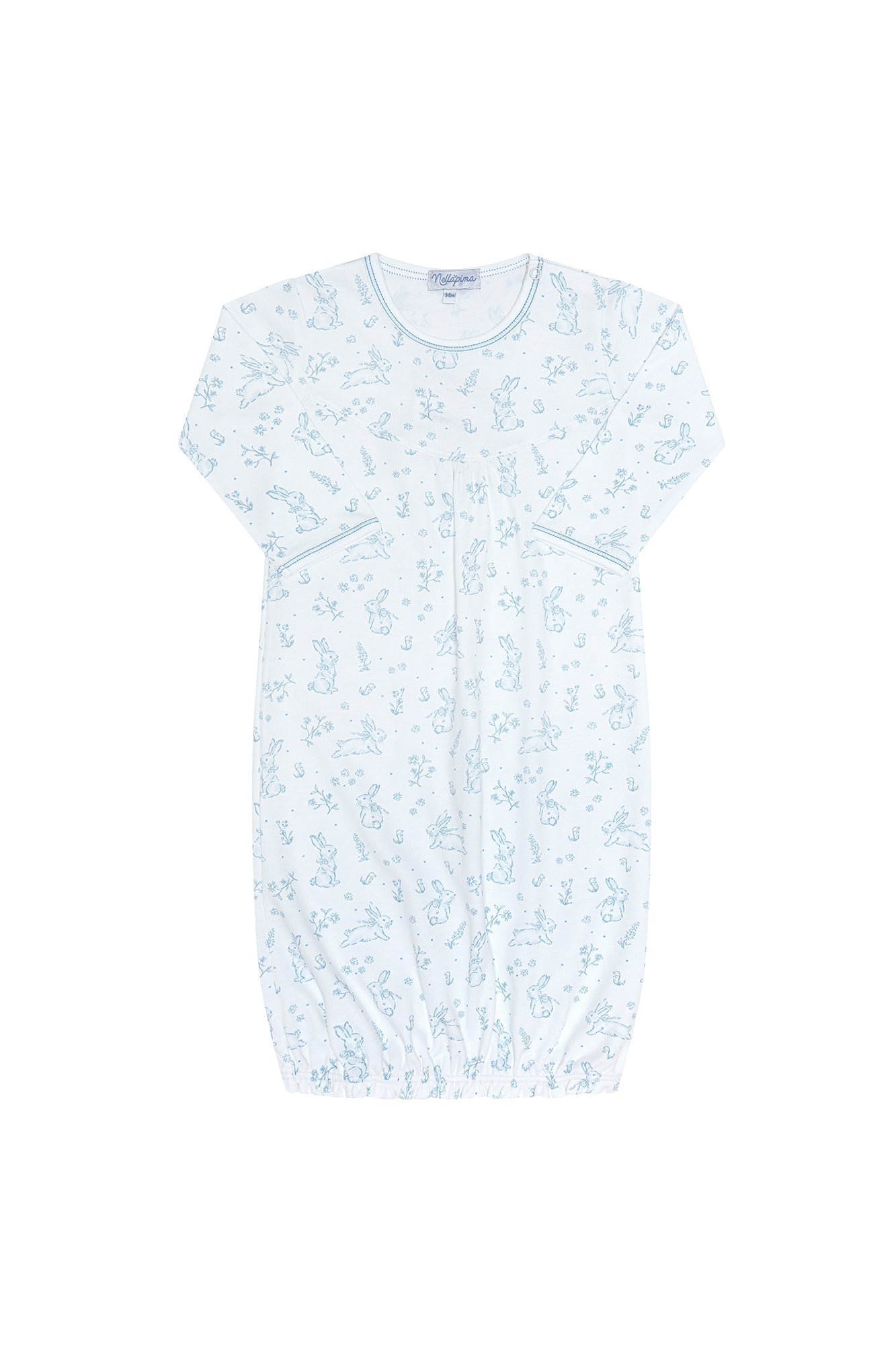 Baby Boy Blue Bunny Toile Pima Cotton Gown