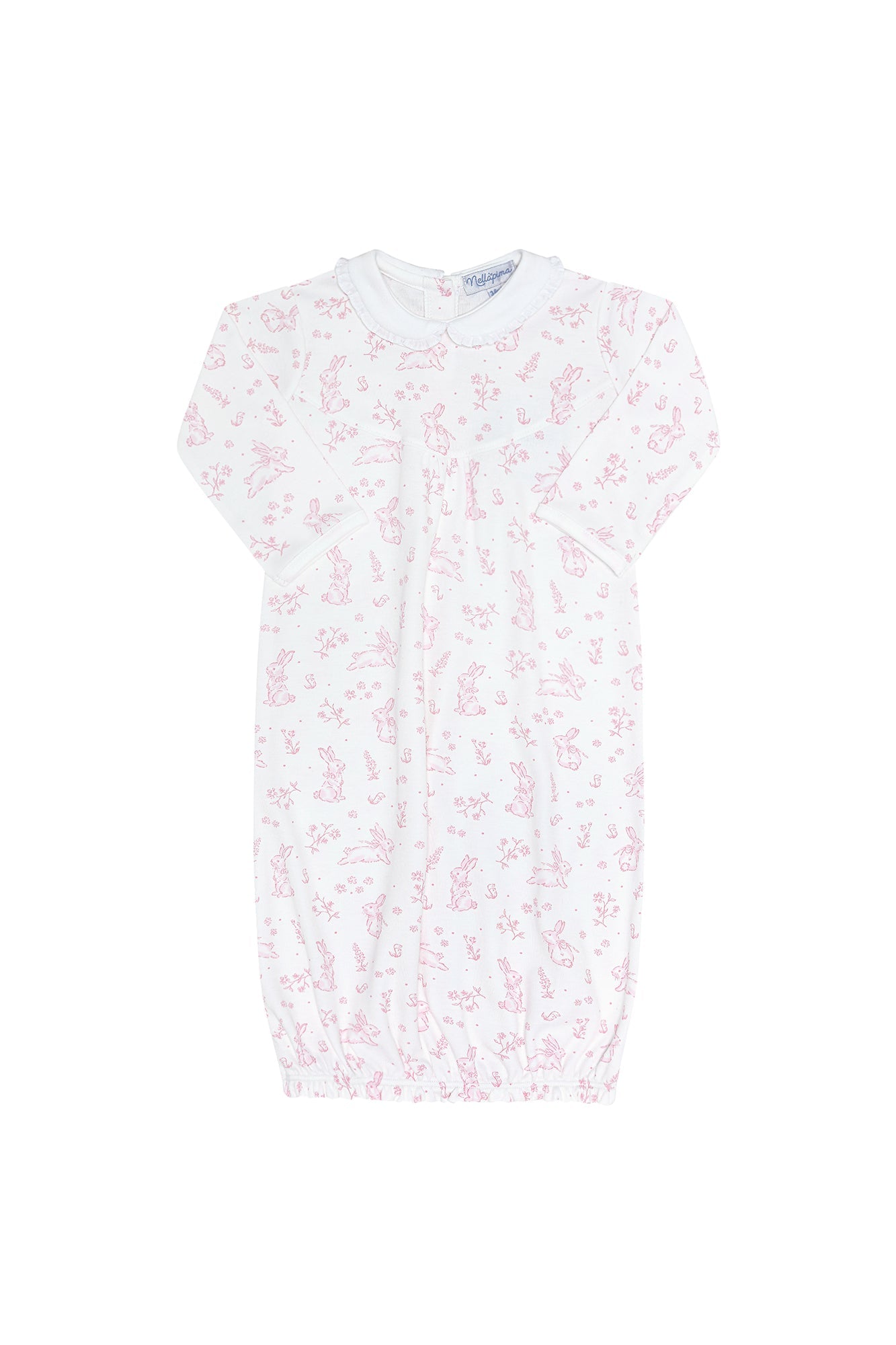 Baby Girl Pink Bunny Toile Pima Cotton Gown