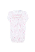 Pink Giraffe Print Smocked Gown 