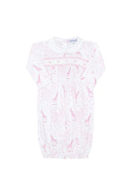 Pink Giraffe Print Smocked Gown 