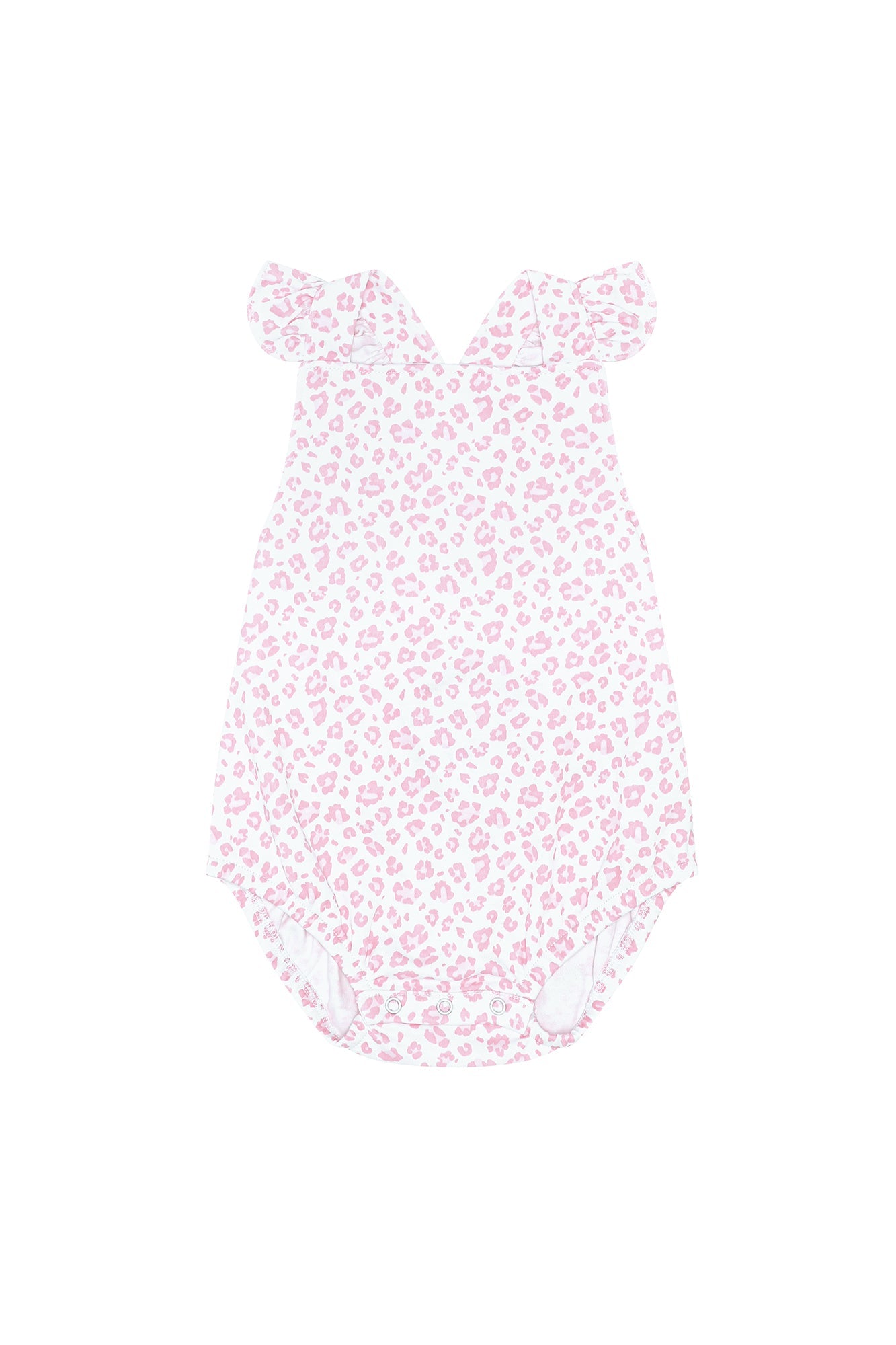 Baby Girl Pink Cheetah Print Ruffle  Pima Cotton Bubble
