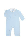 Blue Puppy Love Embroidery Romper LS