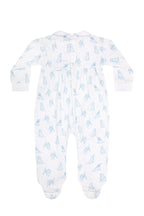 Blue Puppy Love Print Smocked Footie