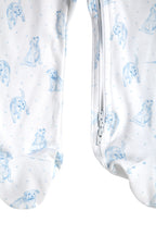 Blue Puppy Love Print Zipper Footie