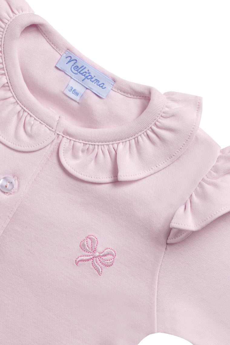 Charming Bows Embroidery Long Sleeve Romper