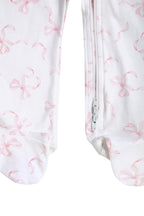 Charming Bows Print Zipper Footie