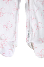 Charming Bows Print Zipper Footie