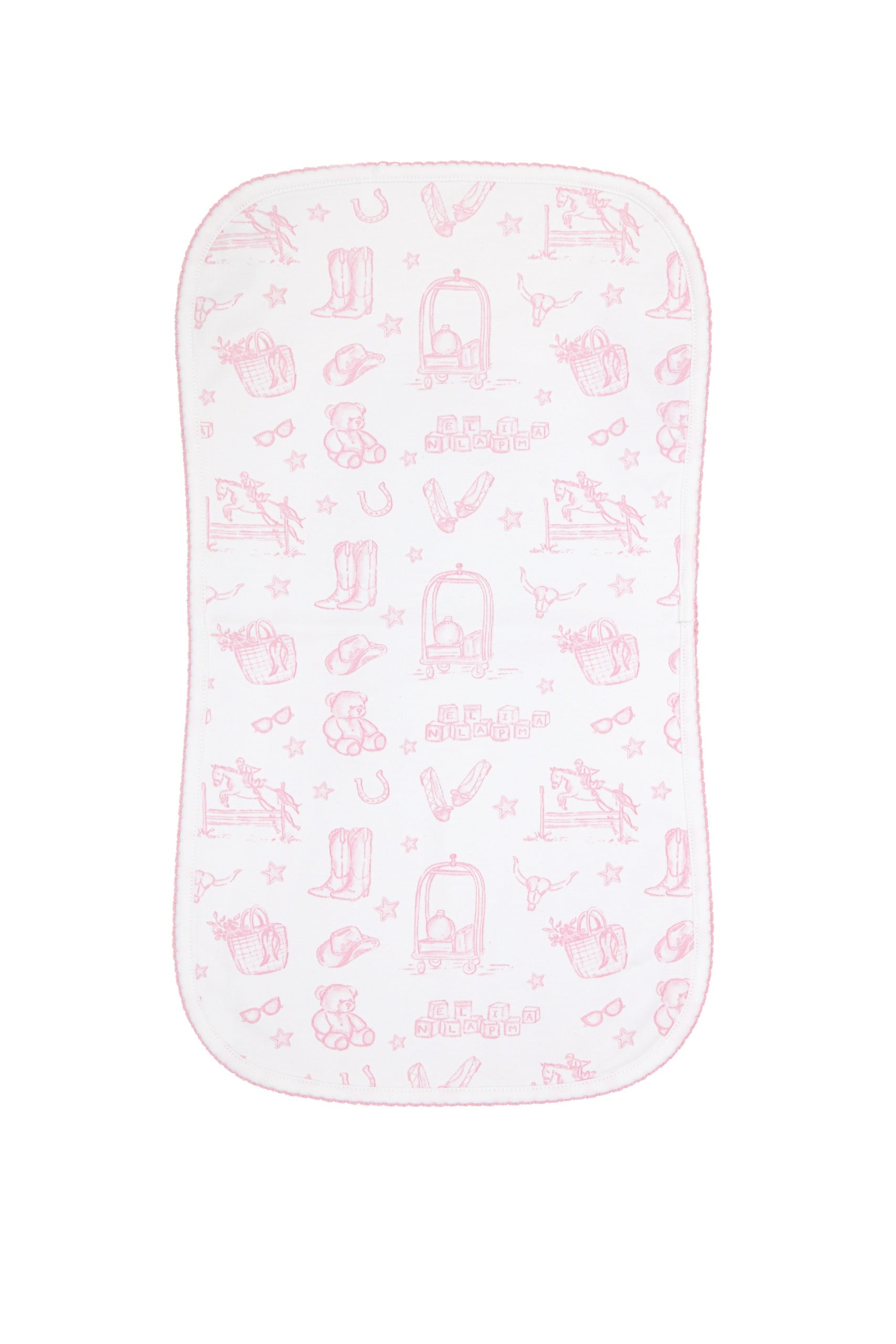 Pink Lone Star Toile Burp Cloth