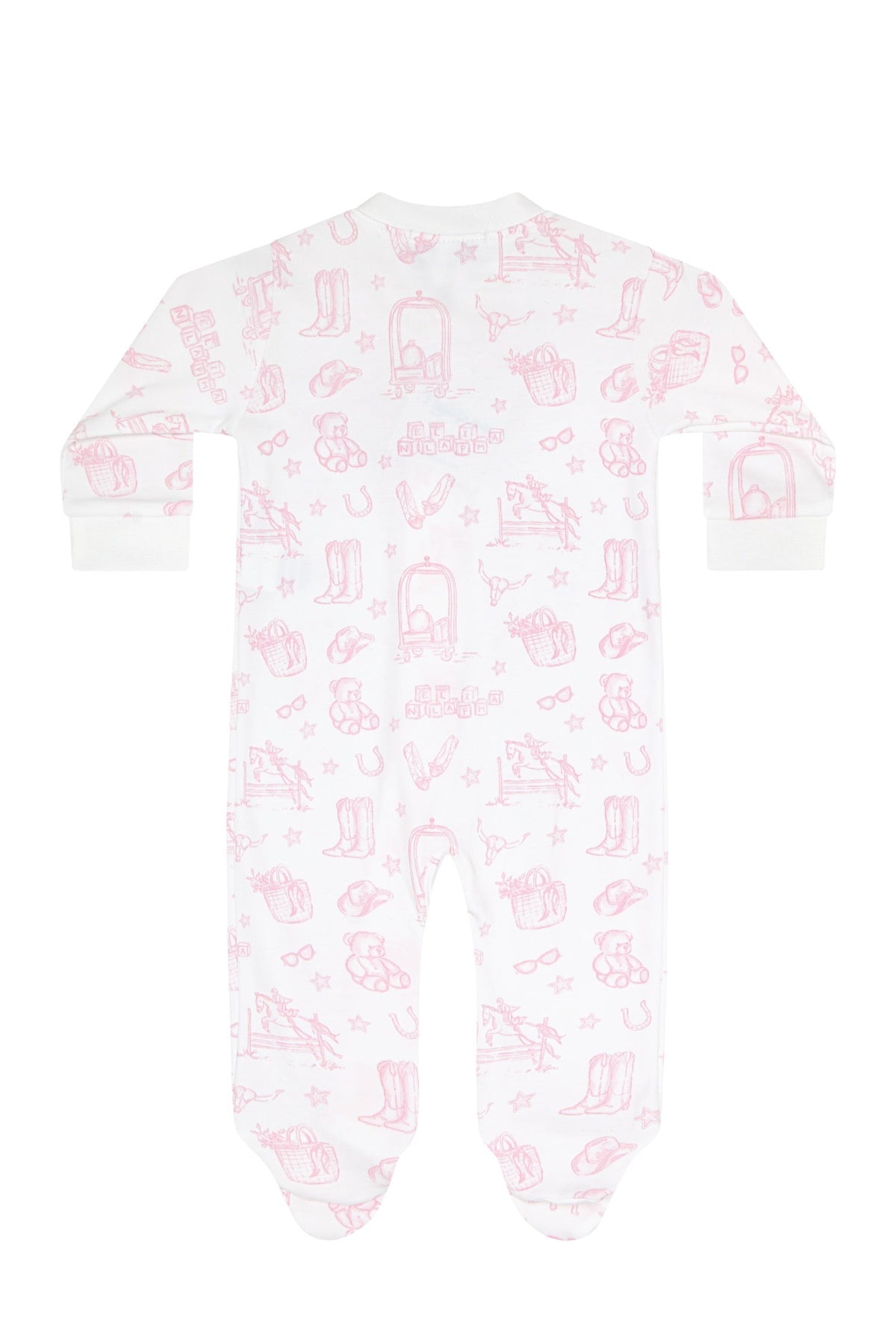 Pink Lone Star Toile Zipper Footie