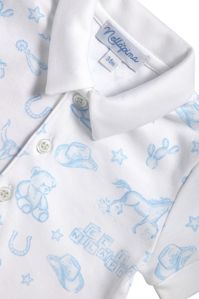 Blue Lone Star Toile Romper