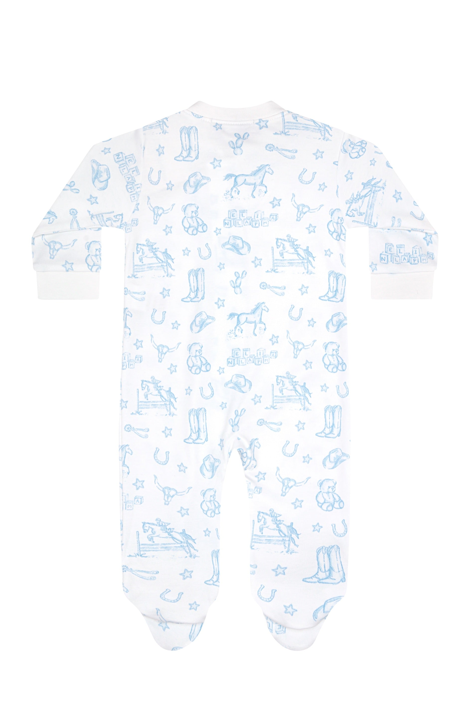 Blue Lone Star Toile Zipper Footie