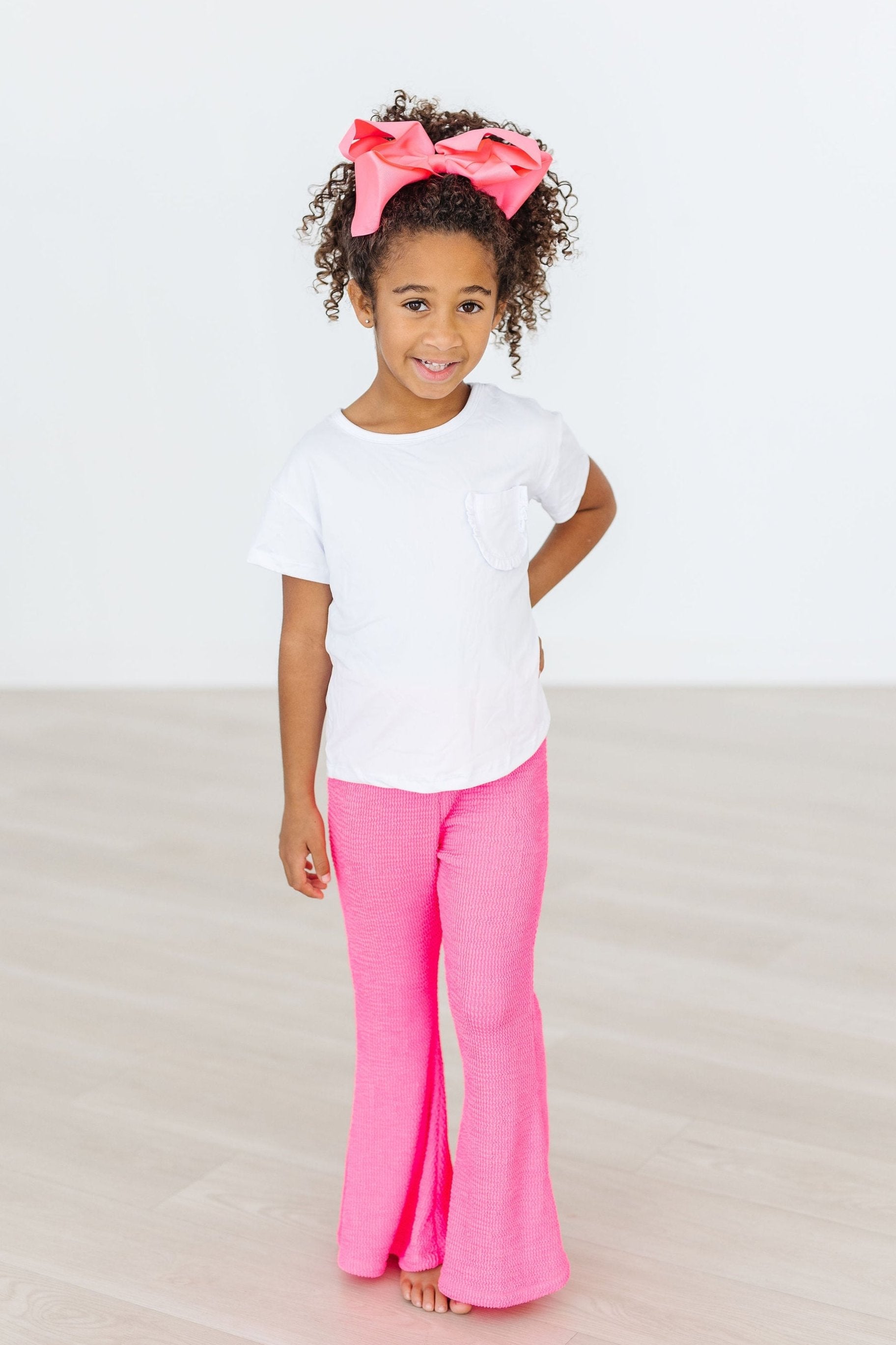 Girls Neon Pink Scrunchy Bell Bottoms