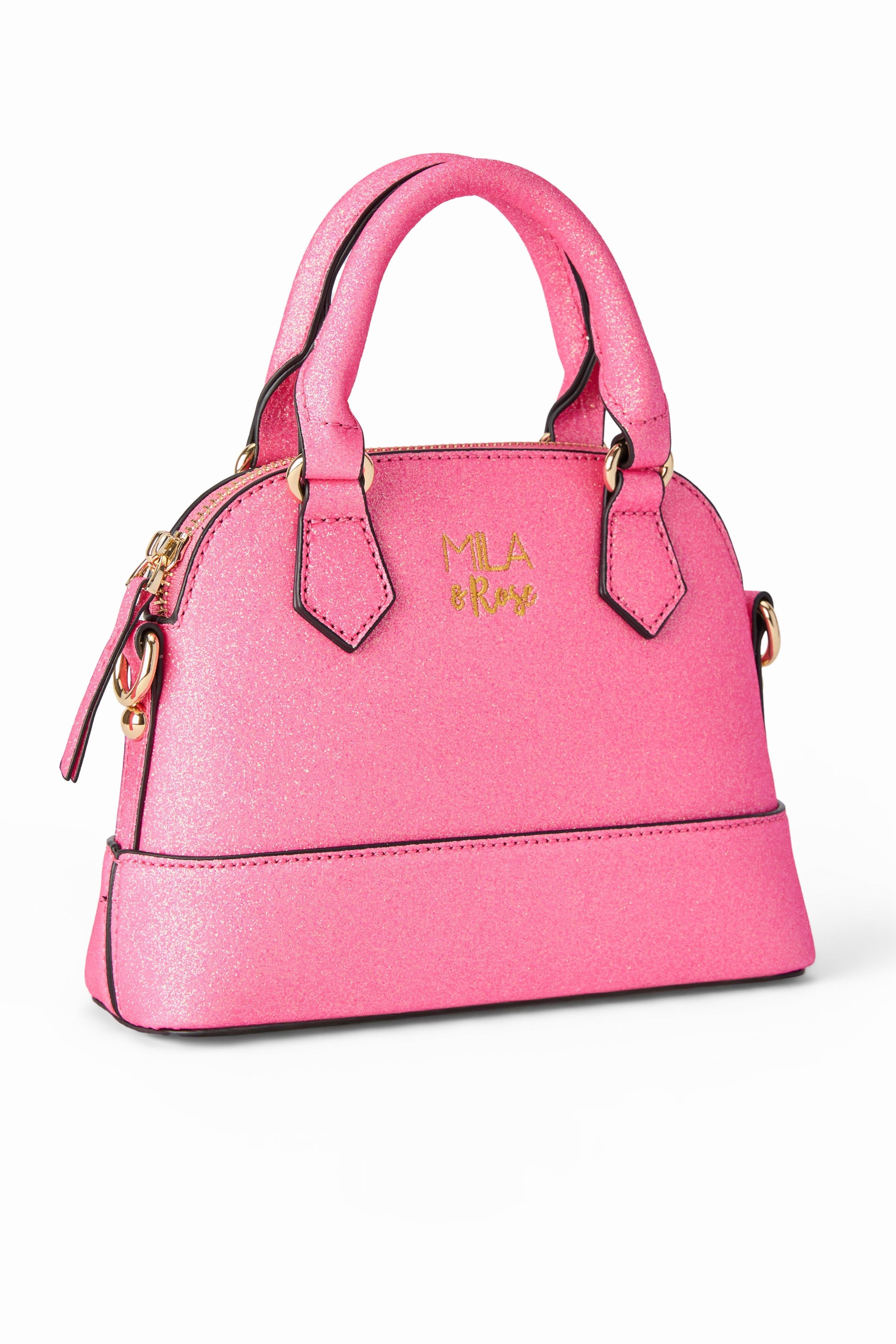 Girls Neon Pink Glitter Crossbody Purse